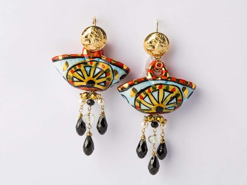 “Coffe siciliane” earrings with onyx