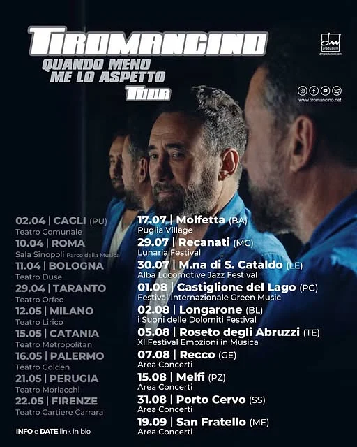 Tiromancino – Quando Meno Me Lo Aspetto Tour 2026 · Ttattà Go